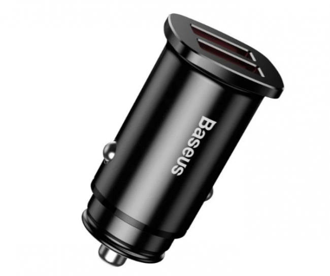 Автомобільне зарядне пристрій Baseus Square metal A+A 30W Dual QC3.0 (2USB, 5A) Black