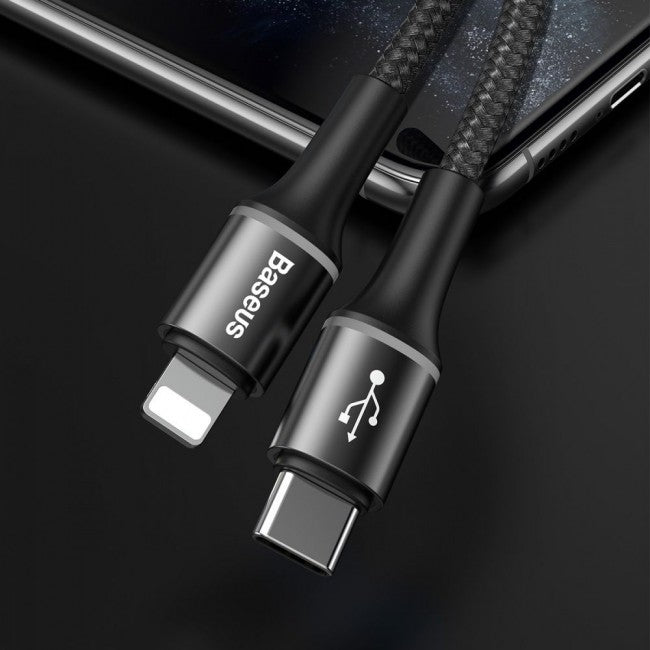 Кабель з опліткою Baseus halo data cable Type-C to Lightning PD 18W 1m Black