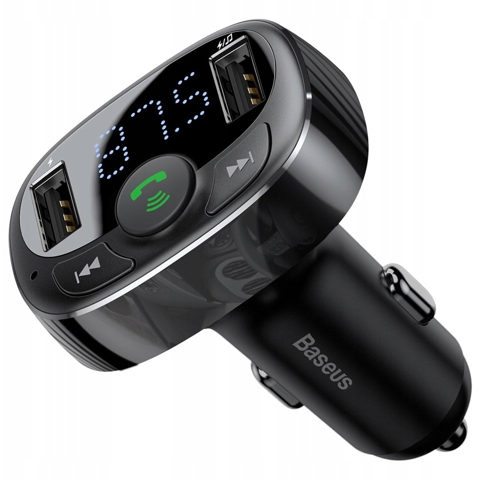 FM-модулятор Baseus S-09A T typed (Bluetooth, MP3) c функцией зарядного устройства Black