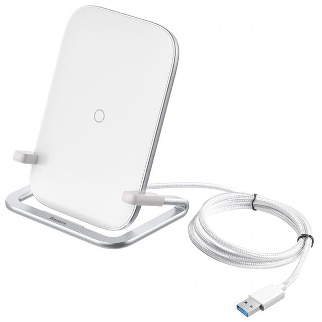 Бездротова зарядка Baseus Rib Horizontal and Vertical Holder Wireless Charging 15W Білий
