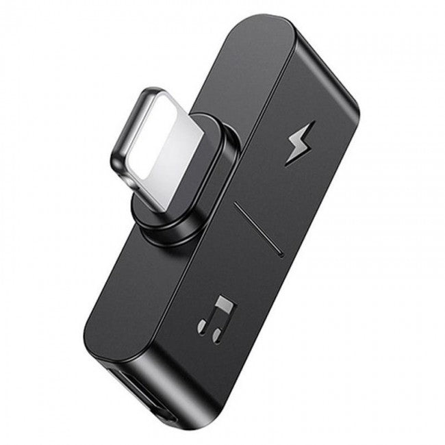 Перехідник Usams US-SJ384 AU12 (Dual Lightning) Charging and Audio Adapter Чорний