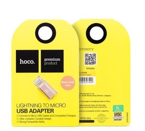Перехідник Hoco Micro USB to Lightning Rose Gold