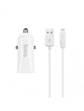 Автомобільне зарядне пристрій Hoco Z12 + Lightning USB Cable (2USB 2.4A) Білий