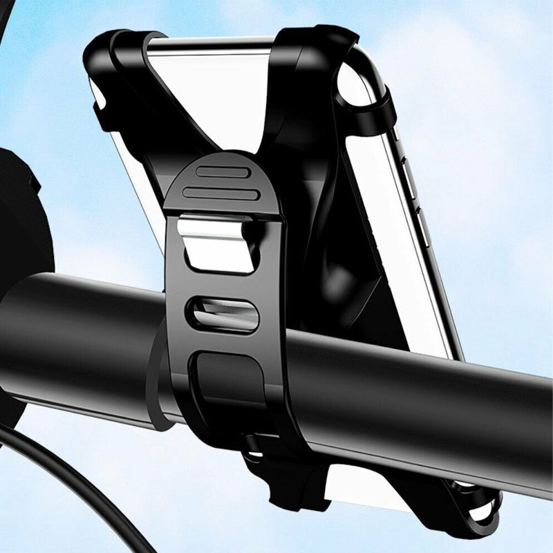 Велодержатель для телефона на руль Usams US-ZJ053 Bicycle Silicon Phone Holder Black