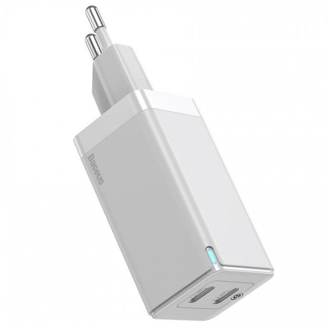 Швидкий сітьовий зарядний пристрій Baseus GaN2 Quick Charger 45W Type-C + Type-C (з кабелем Type-C to Type-C на 60W) White