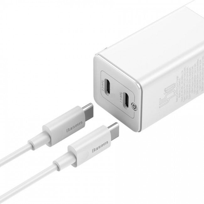 Швидкий сітьовий зарядний пристрій Baseus GaN2 Quick Charger 45W Type-C + Type-C (з кабелем Type-C to Type-C на 60W) Black