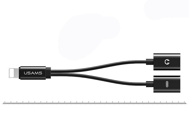 Перехідник Usams US-SJ160 Adapter Cable Dual lightning 2 in 1 Чорний