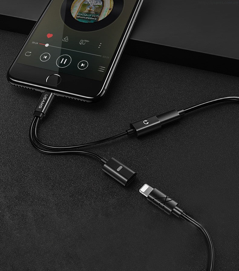 Перехідник Usams US-SJ160 Adapter Cable Dual lightning 2 in 1 Чорний