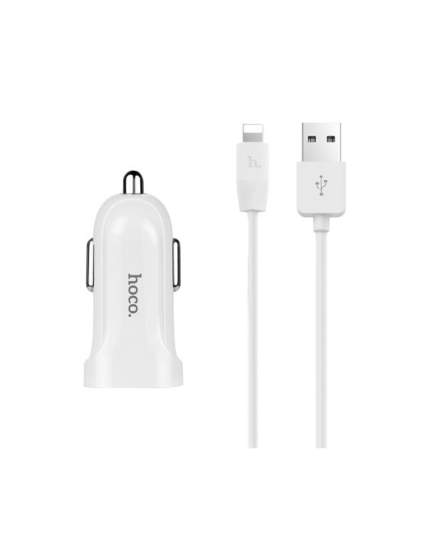 Автомобільне зарядне пристрій Hoco Z2 з Lightning USB (1USB 1.5А) Білий
