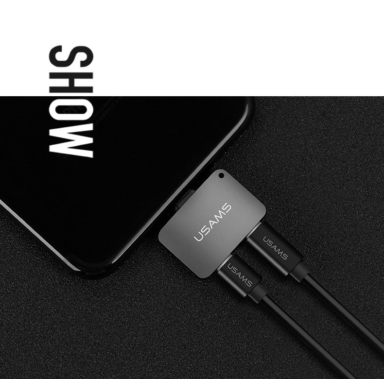 Перехідник Usams US-SJ138 Dual Lightning Adapter Чорний
