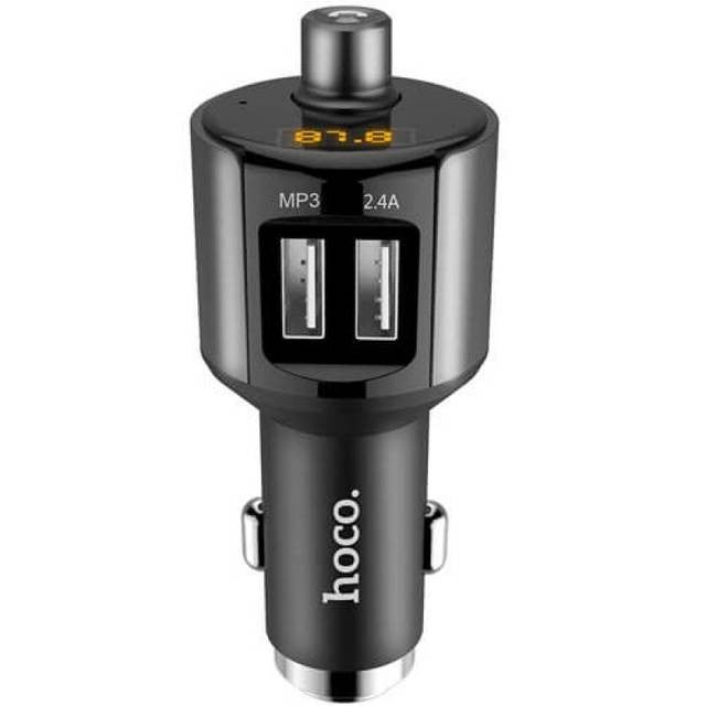 FM-трансмиттер + АЗУ  Hoco E19 Bluetooth Metal Gray