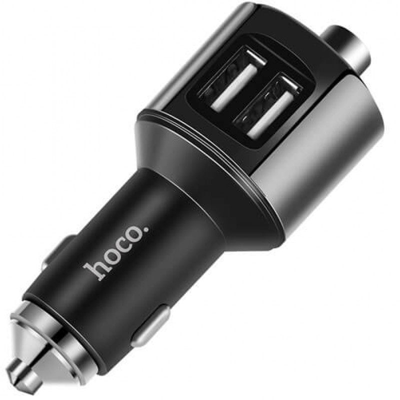 FM-трансмиттер + АЗУ  Hoco E19 Bluetooth Metal Gray