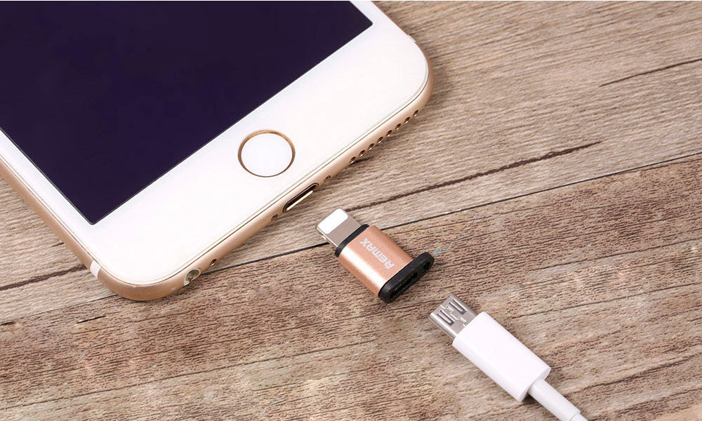 Перехідник Remax Visual RA-USB2 MicroUSB to lightning Gold