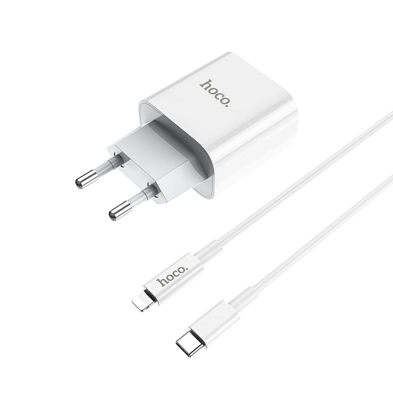 Мережевий зарядний пристрій Hoco C76A Speed source PD3.0 (з кабелем Lightning) Білий