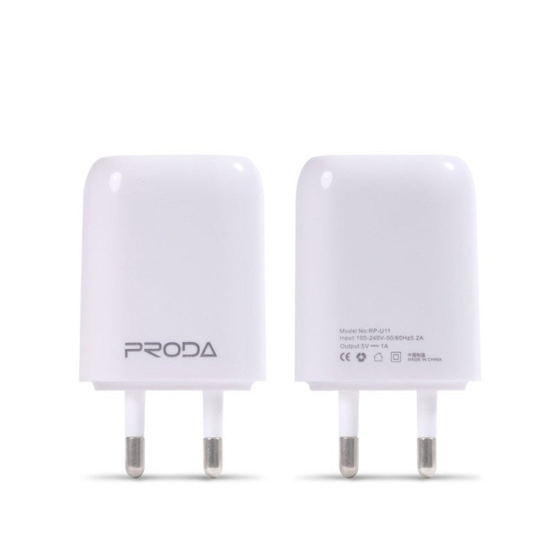 Мережевий зарядний пристрій Remax Proda RP-U11 (1USB 1A) White