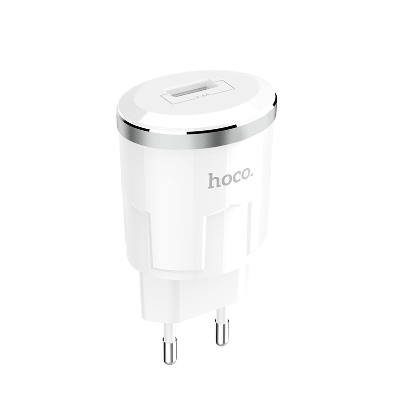 Мережевий зарядний пристрій Hoco C37A Thunder з кабелем Lightning (1USB, 2.4A) Білий