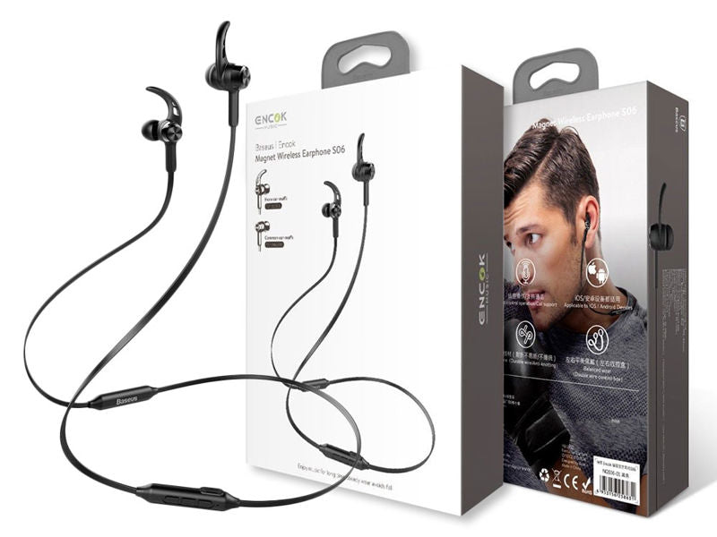 Bluetooth навушники Baseus S06 Encok Чорний