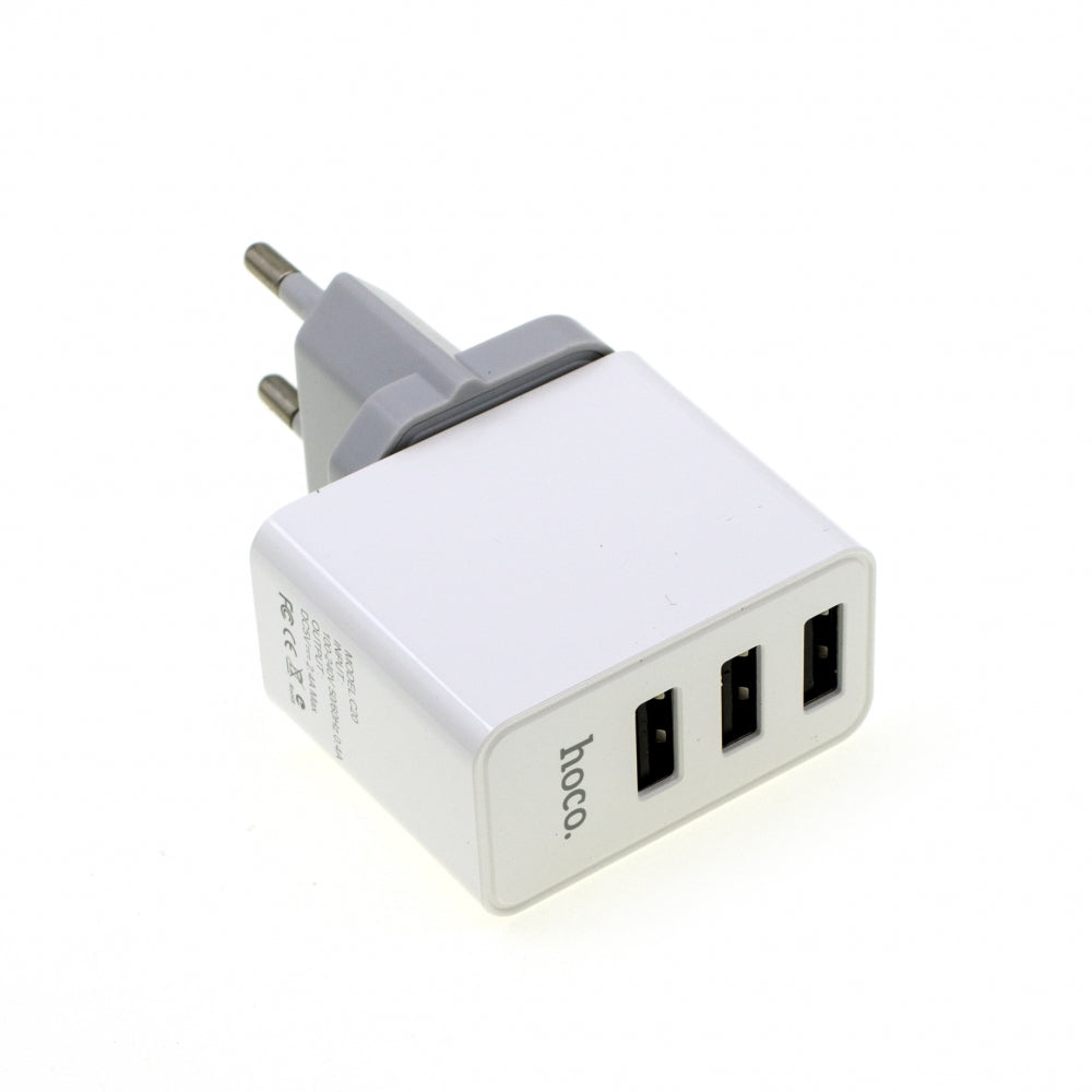 Мережевий зарядний пристрій HOCO C20 YOKE 3 USB White