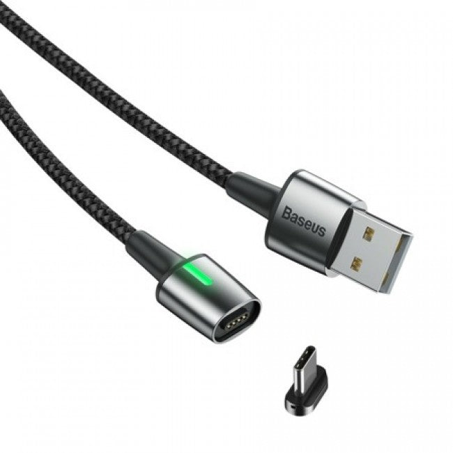 Магнітний кабель Type-C з опліткою Baseus Zinc Magnetic 3A 1m Чорний