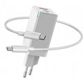 Швидкий мережевий зарядний пристрій Baseus GaN2 Quick Charger 45W Type-C + USB-A (з кабелем Type-C to Type-C на 60W) White