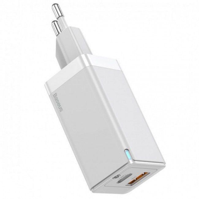 Швидкий мережевий зарядний пристрій Baseus GaN2 Quick Charger 45W Type-C + USB-A (з кабелем Type-C to Type-C на 60W) White