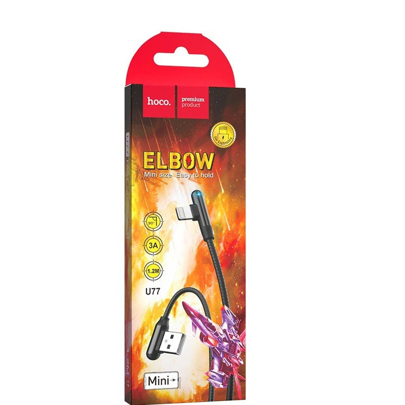 Кабель Hoco U77 Excellent elbow Lightning 1.2m Black