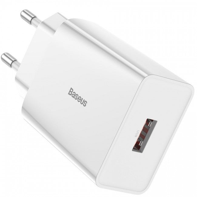 Мережевий зарядний пристрій Baseus Speed Mini QC single U Quick Charger (QC3.0, 18W, 1USB) Білий