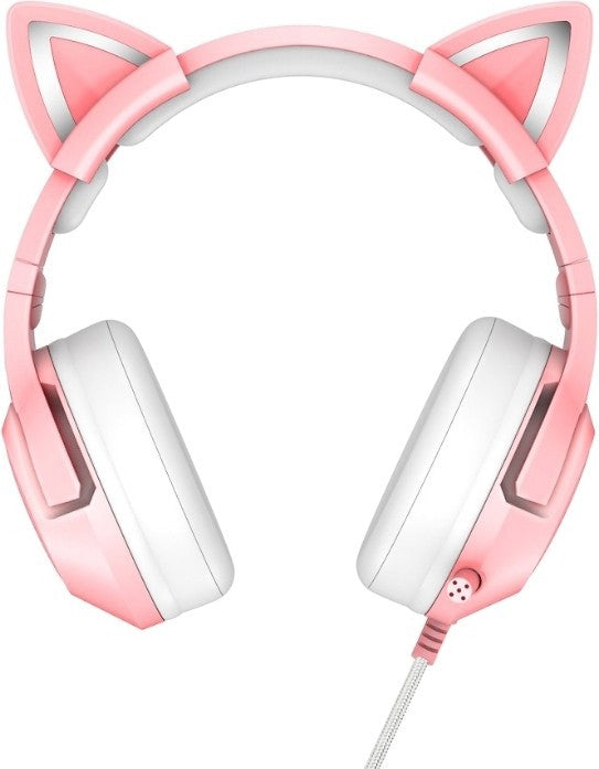 Навушники ігрові Onikuma K9 Gaming Cat з мікрофоном і Led підсвічуванням Pink