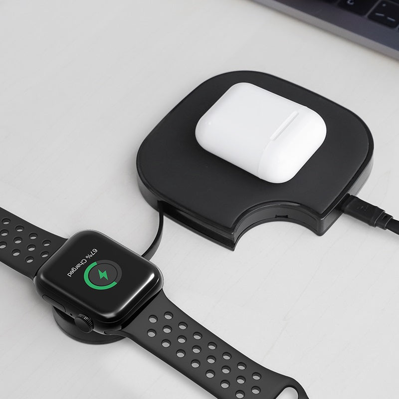 Бездротовий зарядний пристрій Hoco S5 Rich power 2-in-1 wireless charger Black
