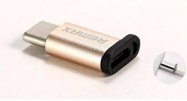 Перехідник Remax RA-USB1 MicroUSB to Type-C Gold
