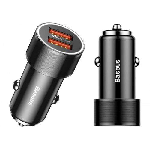 Автомобільне зарядне пристрій Baseus Small Screw Quick Charge (2USB, 36W) Black