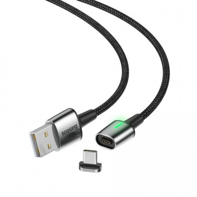 Магнітний кабель Type-C з опліткою Baseus Zinc Magnetic 3A 1m Чорний