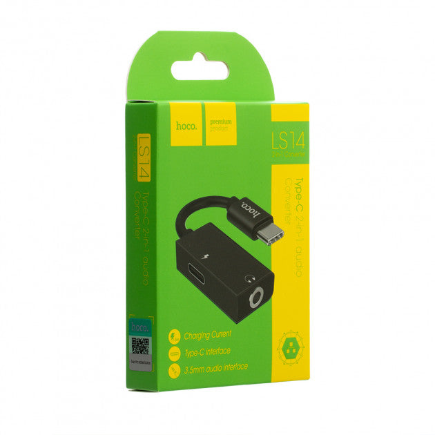 Перехідники Hoco LS14 Type-C 2-in-1 audio converter Чорний