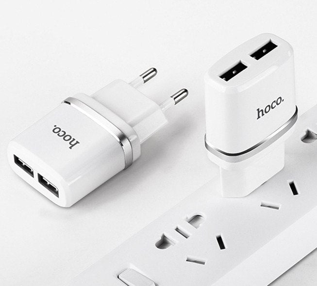 Мережевий зарядний пристрій HOCO C12 2USB 2.4A + Кабель Micro Usb White