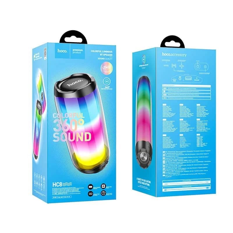 Портативна Bluetooth колонка світлиця Hoco HC8 Pulsating colorful luminous black