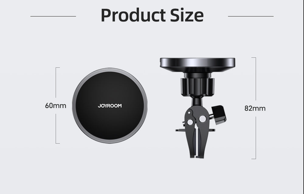 Автодержавач Joyroom JR-ZS240 з бездротовою зарядкою Magnetic wireless car charge holder For IPhone 12 series Magsafe 15W чорний