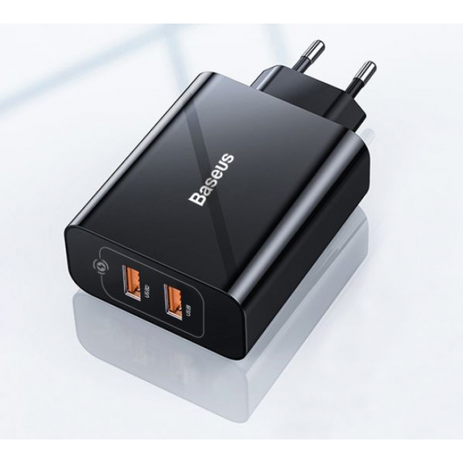 Мережевий зарядний пристрій Baseus Speed Mini QC Dual U Quick Charger (QC3.0, 18W, 2USB) Чорний