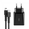 Зарядний пристрій (блок та кабель) для iPhone Baseus DZ-HW Speed Mini PD Single Type-C з кабелем Type-C to Lightning (PD, 18W) Чорний