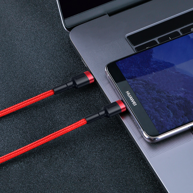 Кабель Type-C to Type-C з опліткою Baseus Cafule PD2.0 flash charging (20V 3A) 1m Червоний