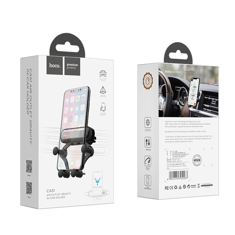 Автодержатель Hoco CA51 Air outlet gravity Black