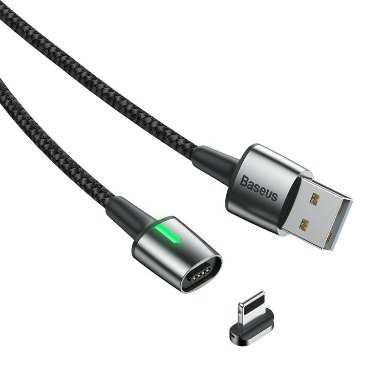 Кабель Baseus Zinc Magnetic Lightning (2.4A) 1m Чорний