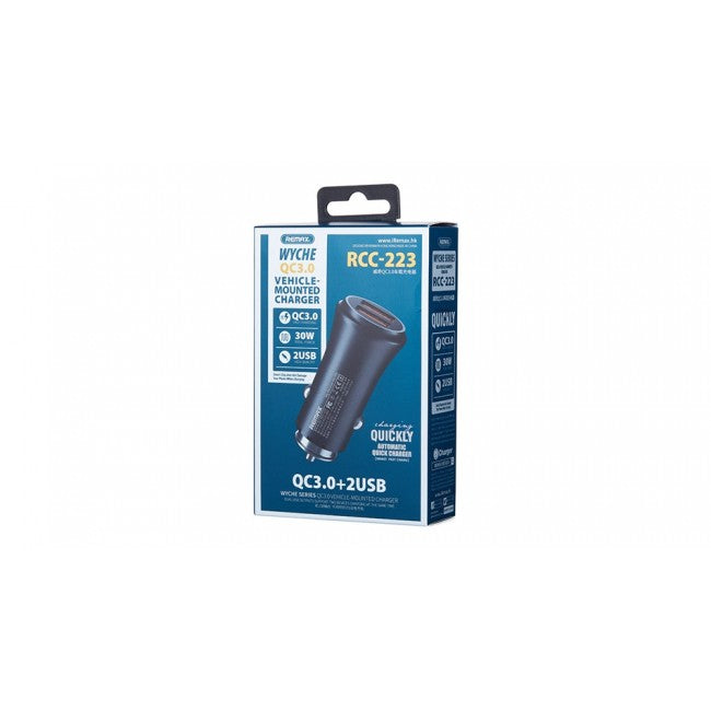 Автомобільний зарядний пристрій Remax RCC223 Wyche Series 2USB+ QC3.0 Black