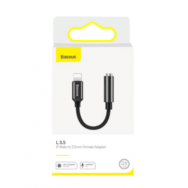 Аудіо-адаптер для iPhone із Lightning на 3.5mm Baseus L3.5 Black