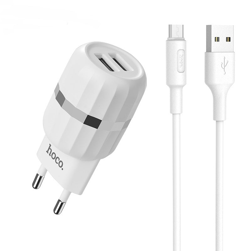 СЗУ Hoco C41A Wisdom with MicroUSB (EU) (2USB, 2.4A) White