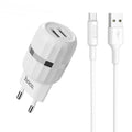 СЗУ Hoco C41A Wisdom with MicroUSB (EU) (2USB, 2.4A) White