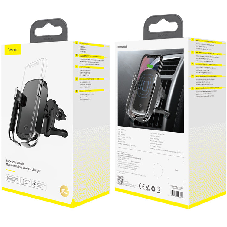 Автодержатель Baseus Rock-solid Electric Holder з бездротовою зарядкою Чорний