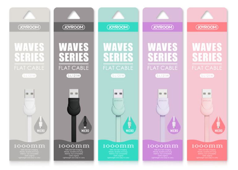 Кабель Joyroom S-L121 Waves Series Flat Cable Micro 1M Black