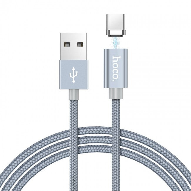 Магнітний кабель Hoco U40A magnetic adsorption charged Type-C 1m Metal Gray