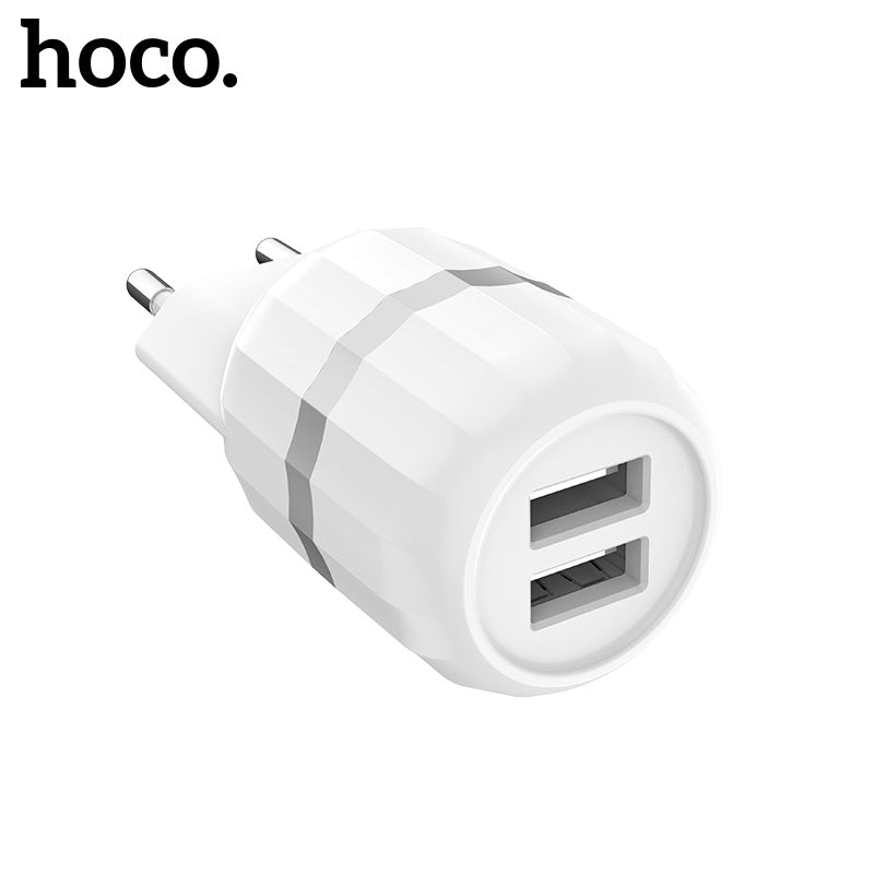СЗУ Hoco C41A Wisdom with Lightning (EU) (2USB, 2.4A) White