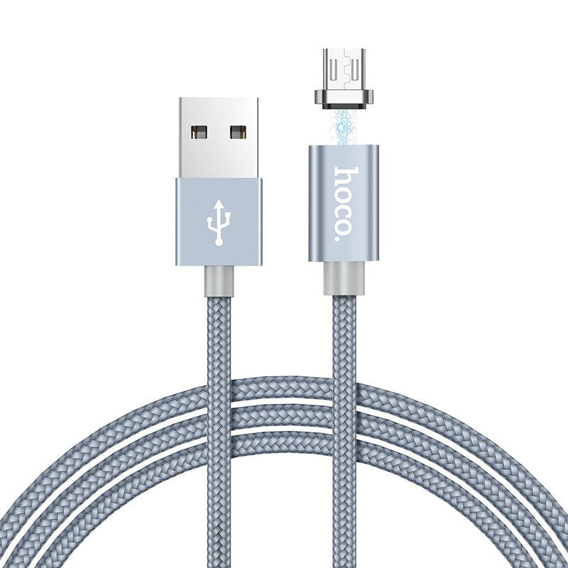 Магнітний кабель Hoco U40A magnetic adsorption charged MicroUSB 1m Metal Gray